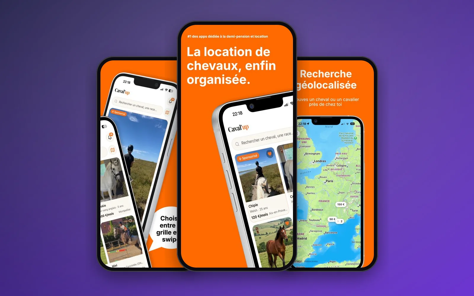 Écrans de l’application Caval'up