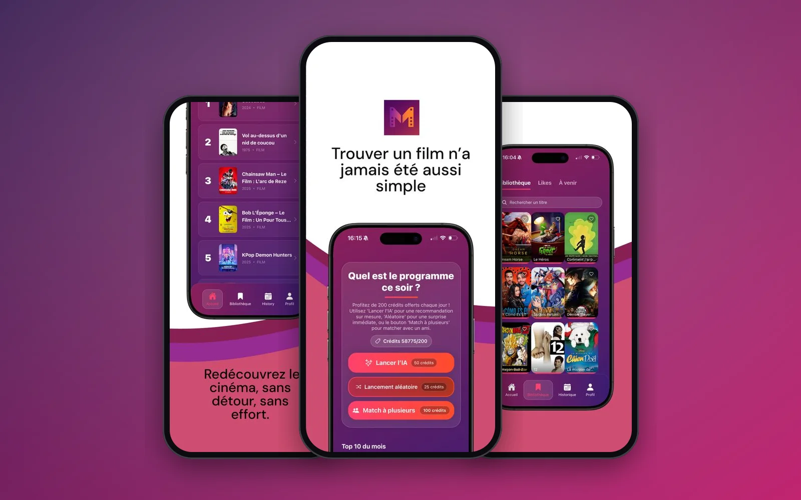 Écrans de l’application Moodie