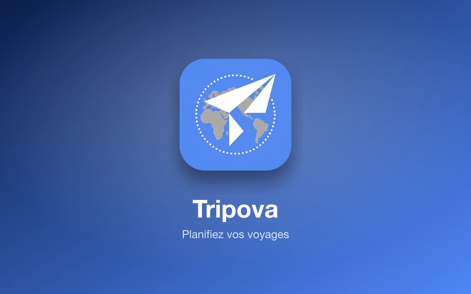 Screens from the Tripova app