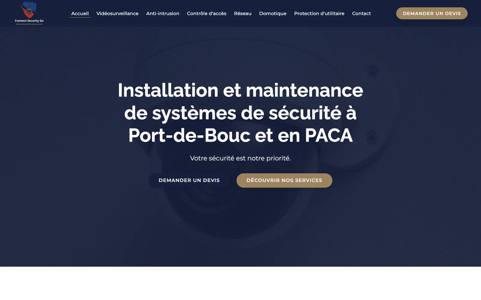 Home page of the Connect Security Go website