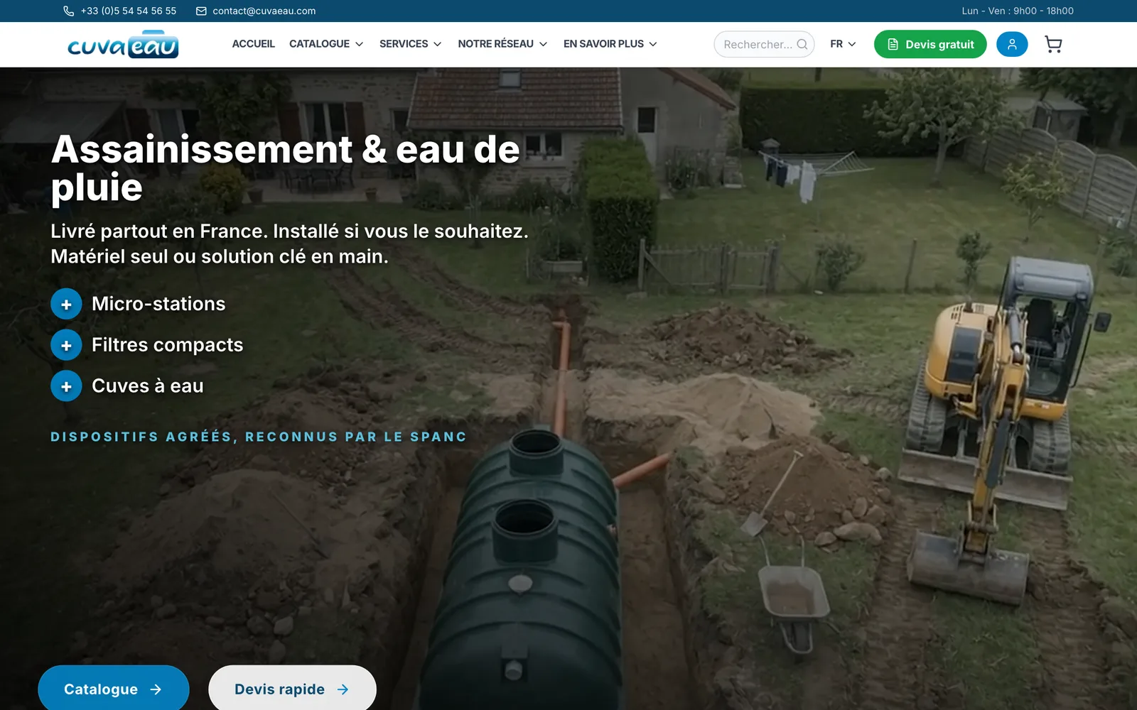 Home page of the Cuvaeau website