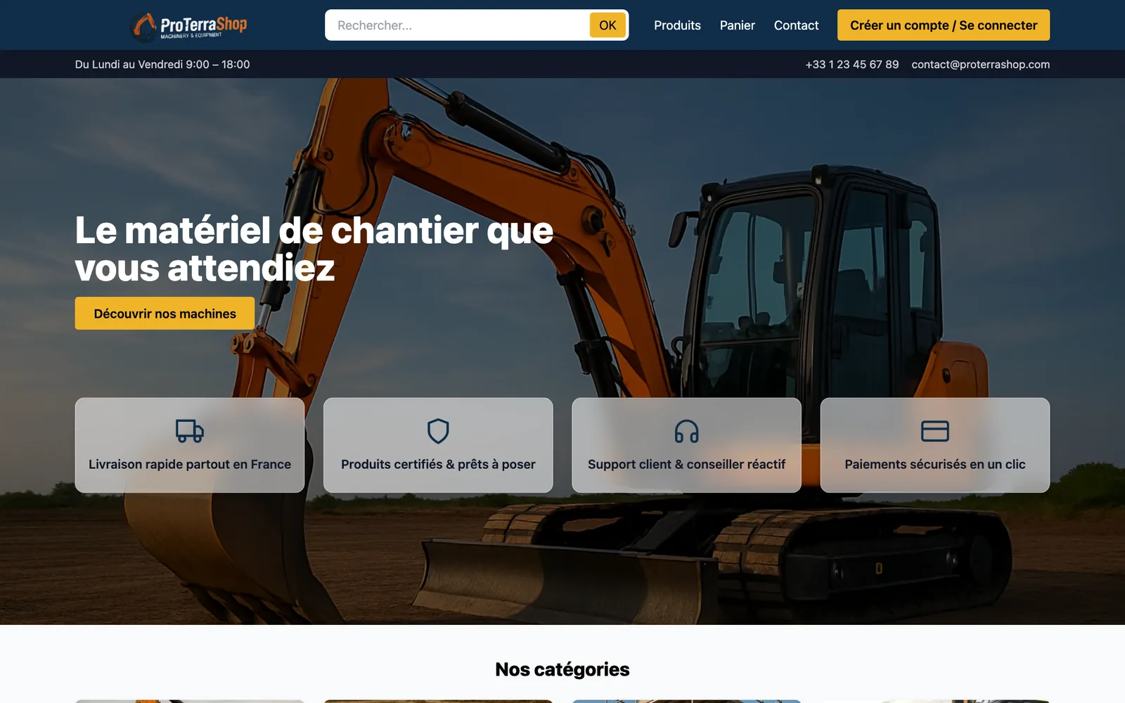 Home page of the ProTerraShop website